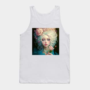 Marie Antoinette with afternoon wine and pink roses Tank Top